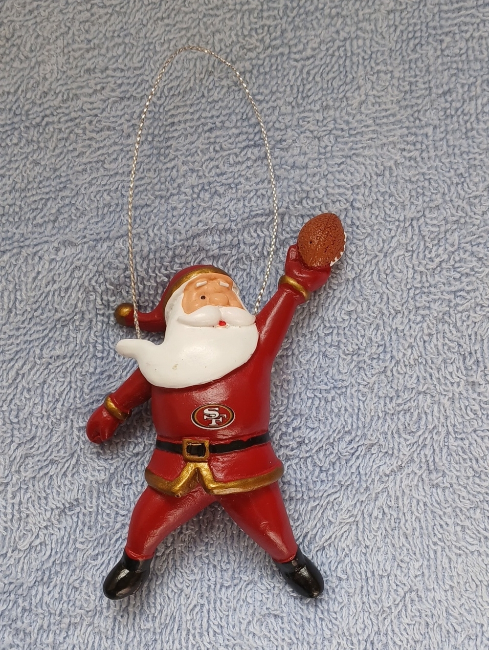 SF 49ers Red Santa Football Ornament